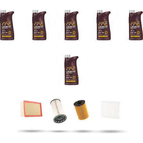 Kit tagliando 4 FILTRI e 6L OLIO compatibile con VW Passat (3g2,3G5) 2.0 TDI 81kw Dal 2017