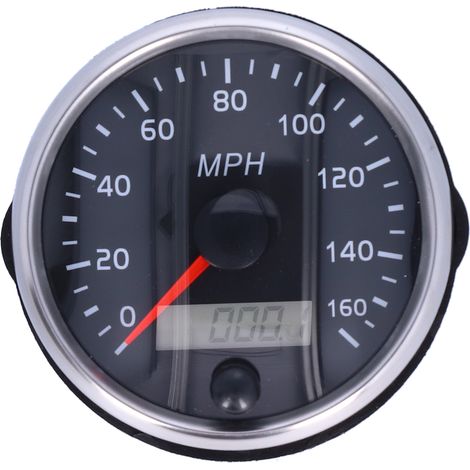 Compteur de vitesse 3,3 pouces 12 V/24 V, jauge de vitesse 160 mph, écran LCD avec rétroéclairage blanc/ambre pour voiture, camion et bateau (1/5)