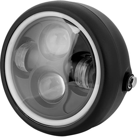 Faro LED redondo universal, estilo retro, aleación de aluminio, policarbonato, motocicleta (1/5)