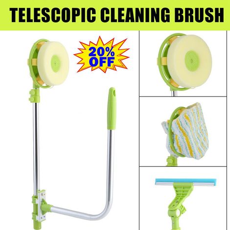 U-Type Telescopic High Rise Window Cleaner Glass Dust Cleaning, Adjustable Sponge Head and Squeegees Window Cleaning Tool with 1.4m Extendable Pole, For Bathroom, Car and Office (1/5)