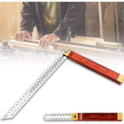 1 x Mehrwinkel-T-Winkel – Edelstahl und Mahagoni – Verstellbares Markierungswerkzeug für Handwerker und Holzbearbeiter – Naturfarbe – 30 x 2,5 cm (1/5)