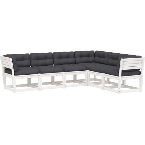Maison Exclusive - Set Divani Giardino 6pz con Cuscini Bianco Legno Massello Pino