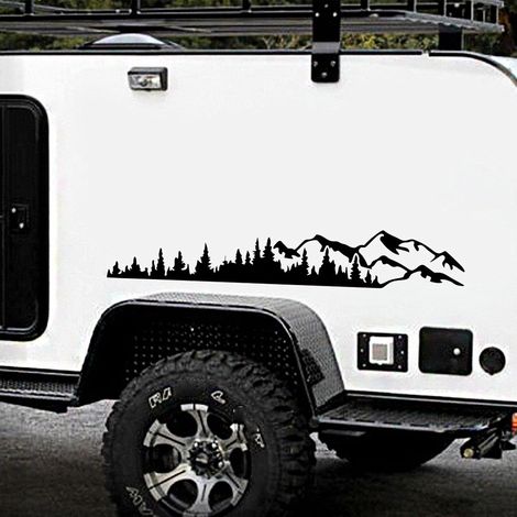 Voiture en Vinyle, Forêt Autocollants Voiture Stickers Durable Boussole Sticker Pratique Autocollant pour Voiture Moto, Caravane, Camping-Car 1 paire (1/4)
