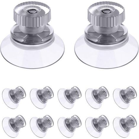12 PCS Suction Cups, 25mm Clear Suction Pads Plastic Sucker Pads, Suction Holder with Knurled Nut Window Suckers for Glass Mirror Window Wall Door and Other Smooth Flat (1/4)