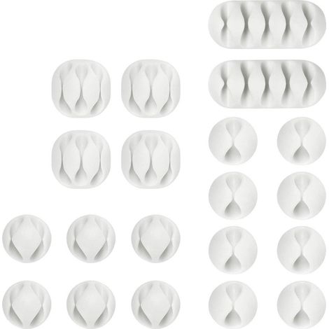 Fascette per cavi, supporto per cavi, set organizer multiuso per cavi da ufficio, cavo di alimentazione, cavo di ricarica USB, caricabatterie, cavo audio (Bianco 20 pezzi) - AquaForge (1/5)