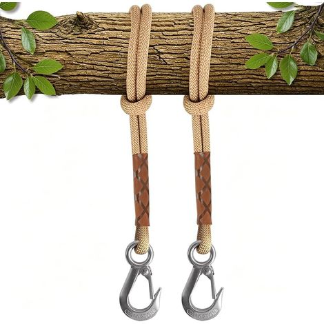 2 x Tree Swing Brackets and Beams, 60 cm, Hanging Rope with Carabiner, Load up to 200 kg, Ideal for Hammock, Hanging Chair and Swing, Indoor (1/5)