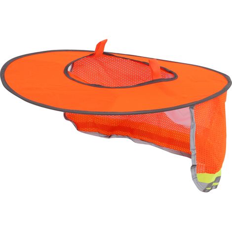 Casque de chantier pare-soleil été haute visibilité visière intégrale filet cou nu avec bande réfléchissante orange (1/5)
