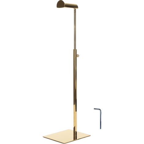 Elegante espositore multifunzionale in acciaio inox per borse, ideale per negozi di abbigliamento e centri commerciali, con specchio dorato. (1/5)