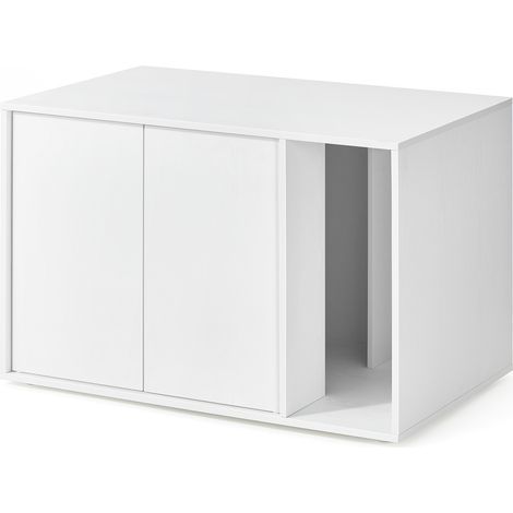 Meuble litière pour chat – Assemblage rapide sans outils – Dimensions 80 x 50 x 50 cm – Panneau d'aggloméré – Pour grands chats