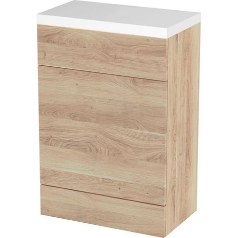 Alrewas Contemporary Floor Standing WC Unit with Worktop, Bleached Oak, 600mm