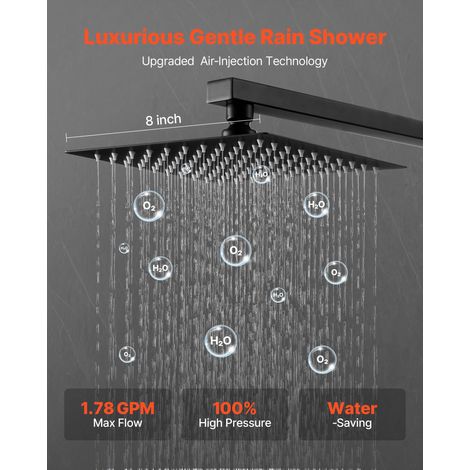 Ensemble de Robinetterie de Douche Encastrable, Système de Douche de Pluie avec Pommeau de Tête Carré de 20,3 cm, Douchette à Main… (1/5)