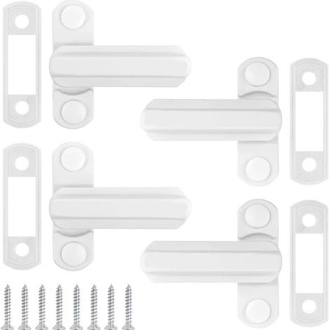 4 Stück Fenstersicherung, Fensterschnalle Fensterschloss Fenster Türschloss Aluminium Sicherheitsschloss Balkontür Safe Fenstersicherung Sash Jammer Türschloss Child Protector Latch für Home Office (1/5)