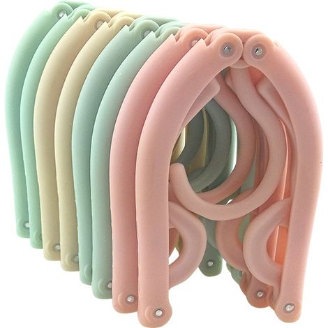 Lot de 10 cintres pliables en plastique avec fentes antidérapantes, parfaits pour les voyages et le camping. (1/5)