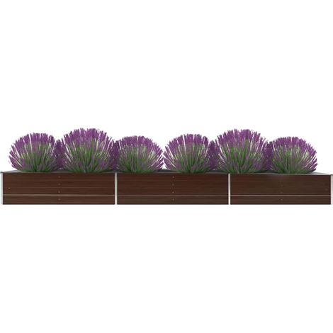47066 vidaXL Garden Raised Bed Galvanised Steel 480x80x45 cm Brown (1/5)