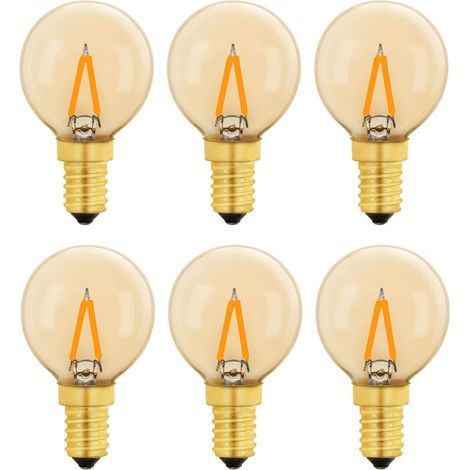 G40 Vintage Mini Ampoule E14 LED 1W, Ambre Edison Ampoule E14 de Remplacement 10W pour Lumières Décoratives, Blanc Chaud 2200K, Non Dimmable, Lot de 6 (1/5)
