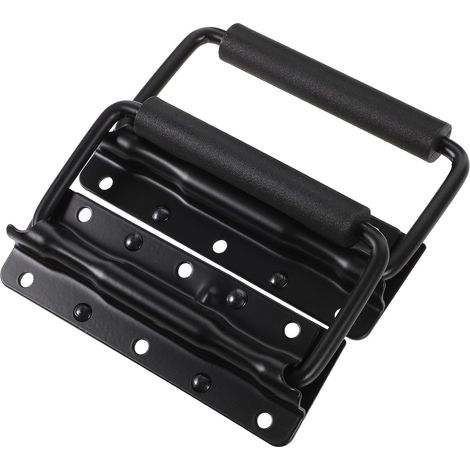 Poignée de Transport à Ressort en Fer Noir 2 Pièces Montage en Surface, Prise Ergonomique, pour Caisse et Coffre, Format Compact (1/5)
