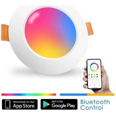 Spot lumineux LED coloré encastrable pour le plafond, éclairage d'intérieur intelligent et rond, rvb, lumière à intensité réglable