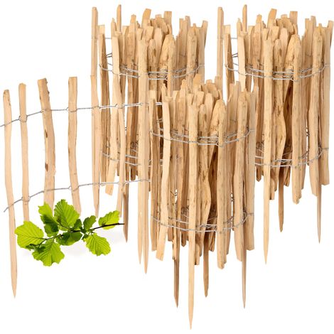 Garronda Cloture Jardin Exterieur à Planter en noisetier, clôture Jardin, clôture Bois, Bordure en Bois, ganivelle de Potager Exterieur GD-0156 Lot de 3 (Écart des Lattes: 3-5 cm, 60 cm x 5m)