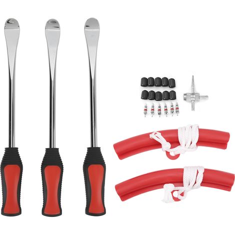 Kit Levier Démonte-pneu en Fer avec Dériveur de Valve pour Moto et Vélo, Outillage Réparable Amovible (1/5)