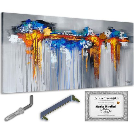 Monica Mirafiori  100 % PINTADO A MANO  Cuadro Mirage 140 x 70 cm  Cuadro pintado a mano  Pintura acrílica  Cuadro acrílico de gran tamaño  Arte moderno  Cuadros artísticos (1/5)