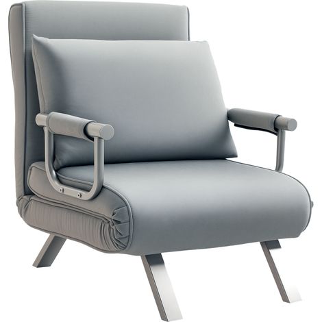 4-in-1 Faux Suede Chair Bed - Light Grey