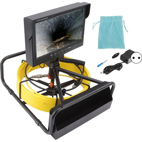 Endoscope tuyau 9" LCD couleur réelle 1080P, caméra inspection canalisation 6,5mm étanche, pour industrie 100-240V prise EU, 30m/98.4ft (1/5)