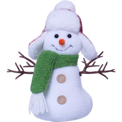 Adorable figurine de Noël représentant un bonhomme de neige assis, objet de décoration pour vitrine, poupée « Rudolph » à motif à carreaux, décoration d'intérieur (1/3)