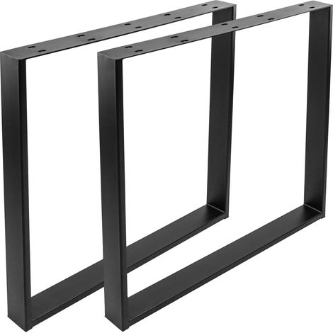 PrimeMatik - Pieds rectangulaire de table en acier 800 x 80 x 730 mm 2-pack (1/5)