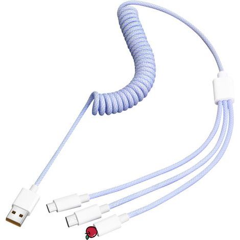 3-in-1-Schnellladekabel (100 W max.), gerades, geflochtenes Nylonkabel mit verstellbarer Feder, kompatibel mit iPhone 16–11, Samsung, iPad, Lila (1/5)