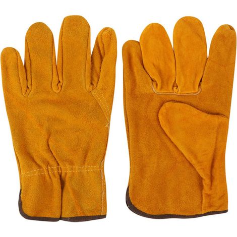 Hitzebeständige Arbeitshandschuhe aus Rindsleder, Schutzhandschuhe für Fahrer und Schweißer, gelb (1/5)
