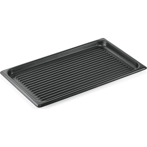Plaque de cuisson GN 1/1 antiadhésive rainurée 53 x 32,5 cm aluminium - Was Germany (1/2)