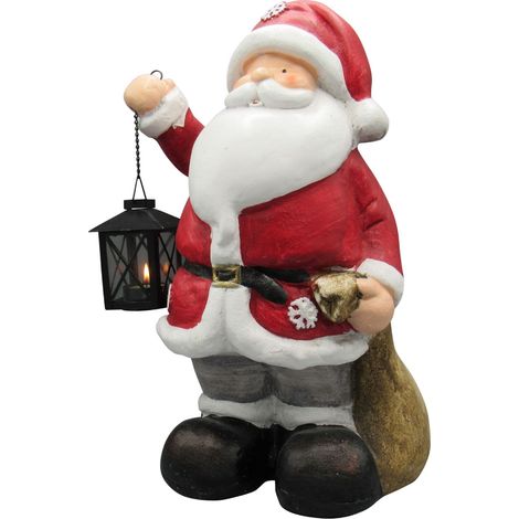 Christmas Santa Tealight Holder Figurine (Xmas Hanging Lantern Candle Decoration Ornament)