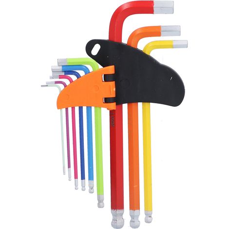 9 Clés Allen Bille Extrémité Longue Couleur Métal Lot Kit de Maintenance Réparation (1/5)