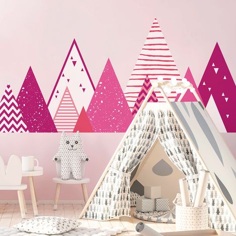 Stickers muraux enfants - Décoration chambre bébé - Autocollant Sticker mural géant enfant montagnes scandinaves MIKA - 40x65cm (1/5)