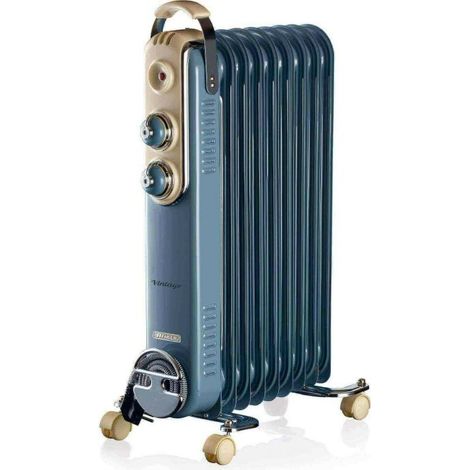 ARIETE 838 RADIATEUR À HUILE VINTAGE, 9 ÉLÉMENTS CHAUFFANTS, 3 NIVEAUX DE PUISSANCE, POIGNÉE DE TRANSPORT FACILE, MAX 2000 W, BL