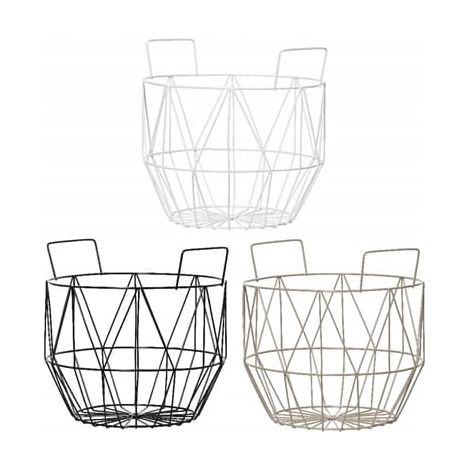 Cesta redonda de metal con asas para fruta, 22,5 x 23 cm.