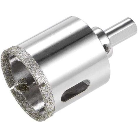 Foret diamanté avec foret de positionnement, scie cloche pour verre - diamètre de tige 10 mm, diamètre 40 mm, profondeur de trou 36 mm