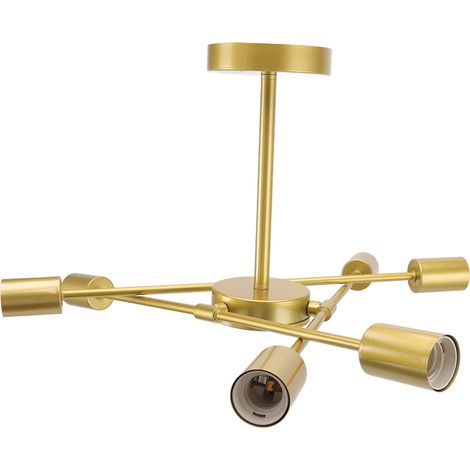 Retro-Industrie-Deckenleuchte mit 6 Leuchten, moderner Sputnik-Kronleuchter für Wohnzimmer, Restaurant, Bar, Schlafzimmer, 110–220 V, Gold (1/5)
