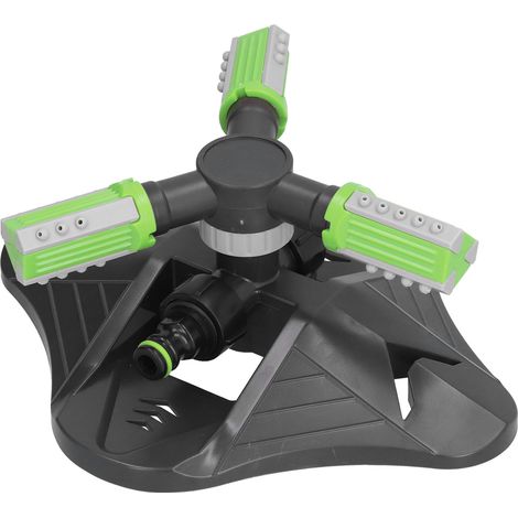 Arroseur automatique à trois branches pour pelouse et fleurs, idéal pour l'arrosage du jardin et l'irrigation (vert). (1/5)