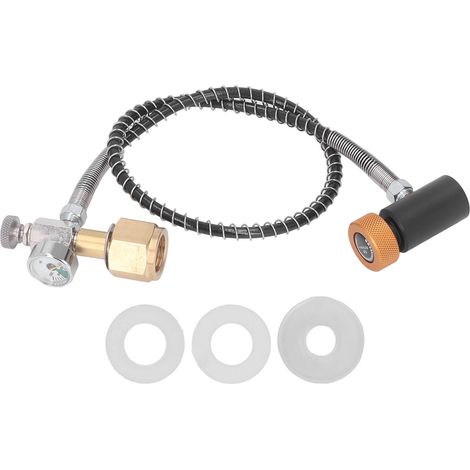 Soda Remote Hose CO2 Tank Cylinder Refilling Adapter with 24 Inches High Pressure Hose for Soda Can Connector CGA320 To TR21 4