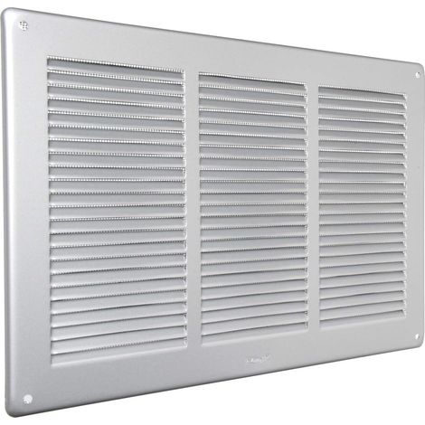 La Ventilazione GAL3424R Grille de ventilation rectangulaire en aluminium verni argent, a superposer avec filet anti-insectes, dimensions 340 x 240 mm (1/5)