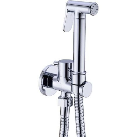 Bidet Sprayer, Portable Copper Bidet Sprayer Set with Brass Shut-Off Valve, Chrome (1/4)