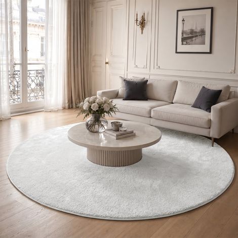 VOUNOT® Alfombra Moderna para Salón ф200cm, Crema