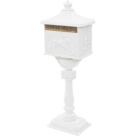 Cassetta postale vintage in alluminio antiruggine bianca 020041552