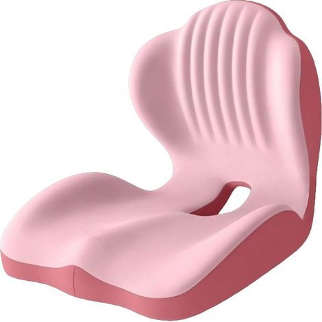 Lumbar Support Cushion and Ergonomic Seat, 2-in-1 Memory Foam Cushion with Hollow Coccyx Design for Office Chair, Car Seat, Home Use (Pink) (1/5)