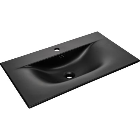Vasque à encastrer en céramique - Noir mat - L 80 x P 46 cm - Livraison gratuite