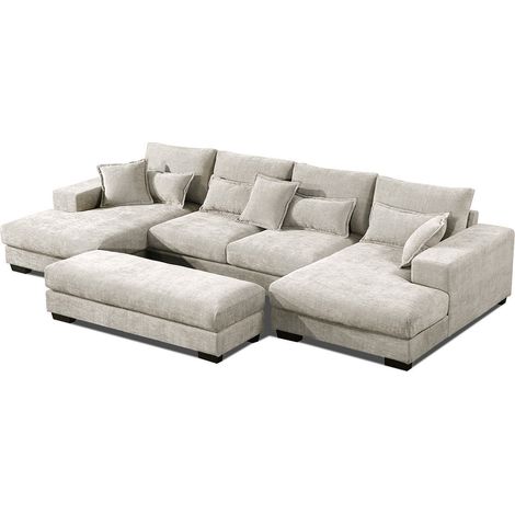 Mega Sofa Cama Chaise Longue Rinconera Kim 368cm, Beige