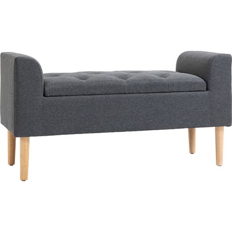 Panca contenitore imbottita con braccioli, adatta per camera da letto, ingresso o soggiorno portata massima 130 kg dimensioni: 116 x 44 x 58 cm colore grigio scuro.