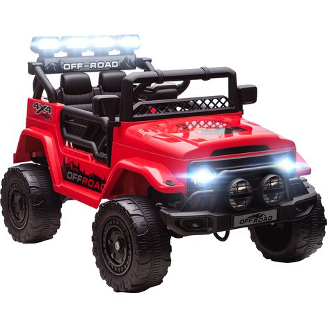 Elektroauto für Kinder 3-5 Jahre, 12-V-Geländeauto mit 2 Motoren, Federung, Fernbedienung, USB-Anschluss, Musikwiedergabe, kabelloser Verbindung, Sicherheitsgurt, Scheinwerfern, Hupe, 3–5 km/h (Rot)