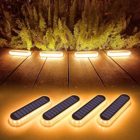 4pcs Lampe Solaire Extérieur Sol Blanc Chaud 2700K 40LM LED Lumiere Solaire Decoration Terrasse Exterieur, Étanche IP68 Auto On/Off Éclairage pour Chemins Jardin Escalier Allée Patio (1/5)